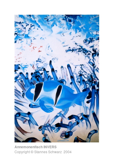 Ein Anemonen- oder Clownfisch in Komplemänterfarben gemalt