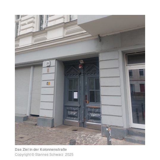 Das Ziel in der Kolonnenstraße